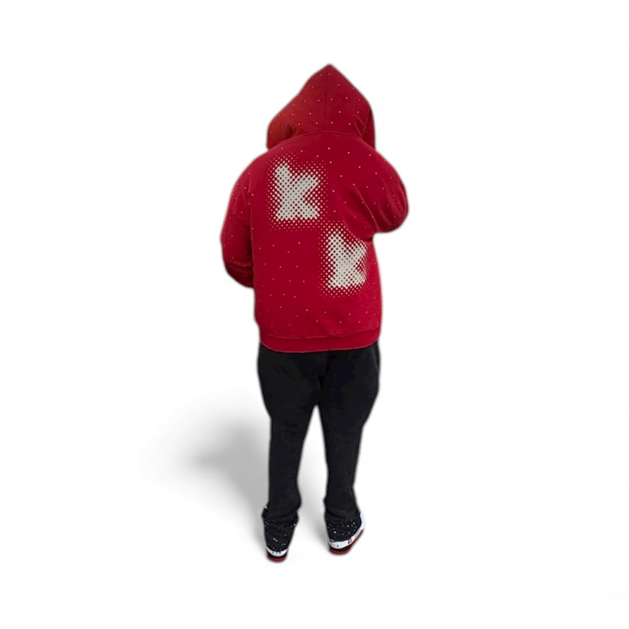 “KK” rhinestone hoodie.