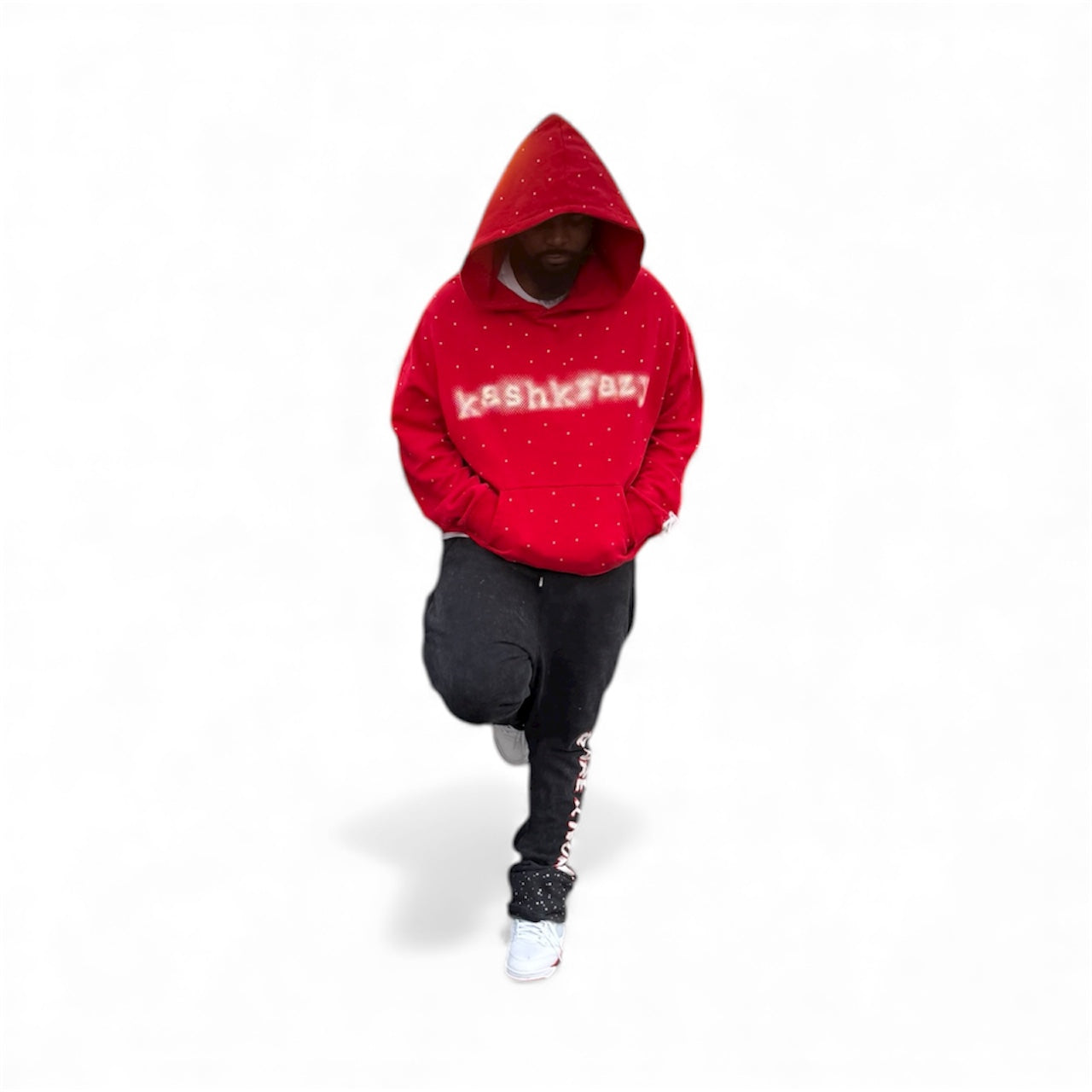 “KK” rhinestone hoodie.